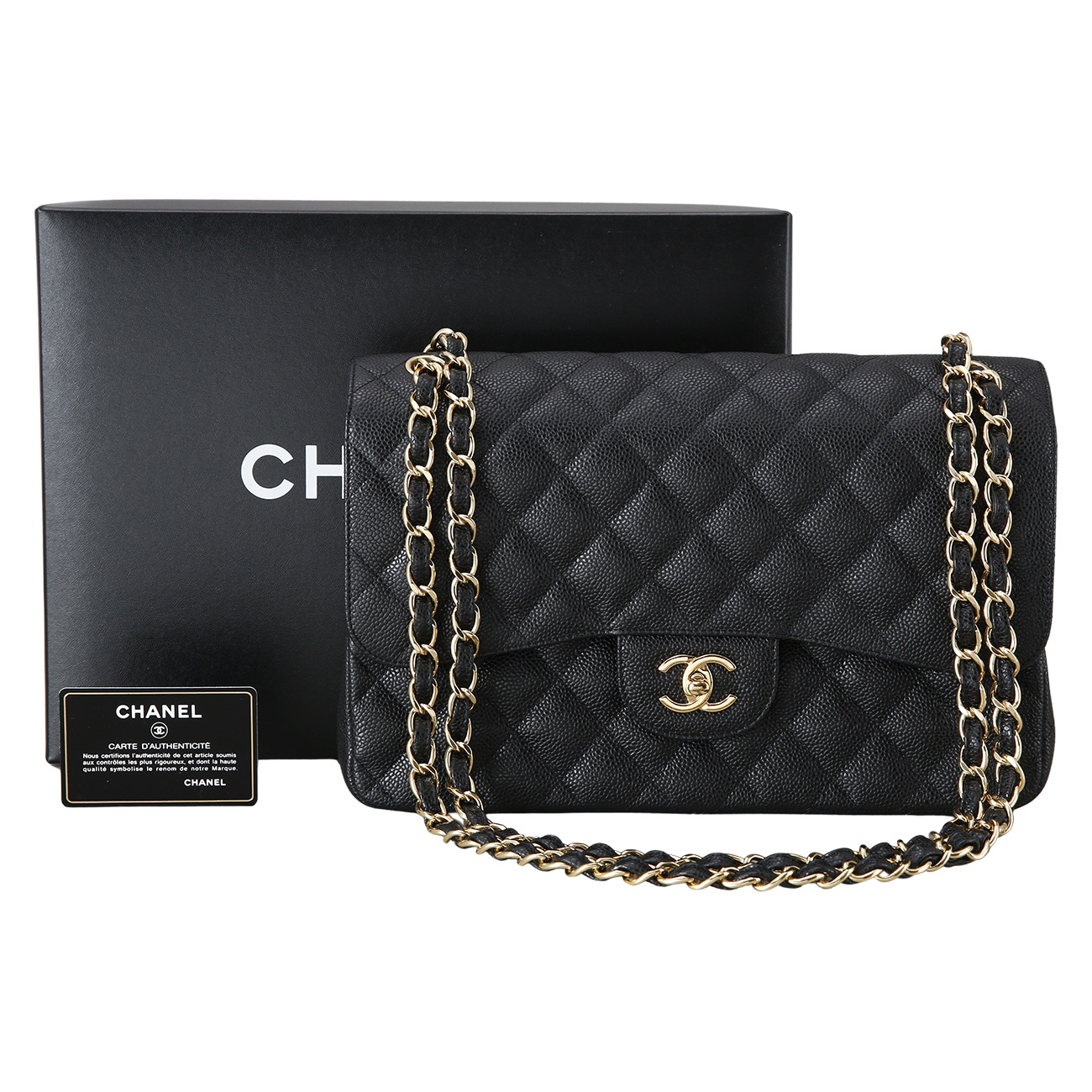 CHANEL(USED)샤넬 클래식 캐비어 점보 블랙