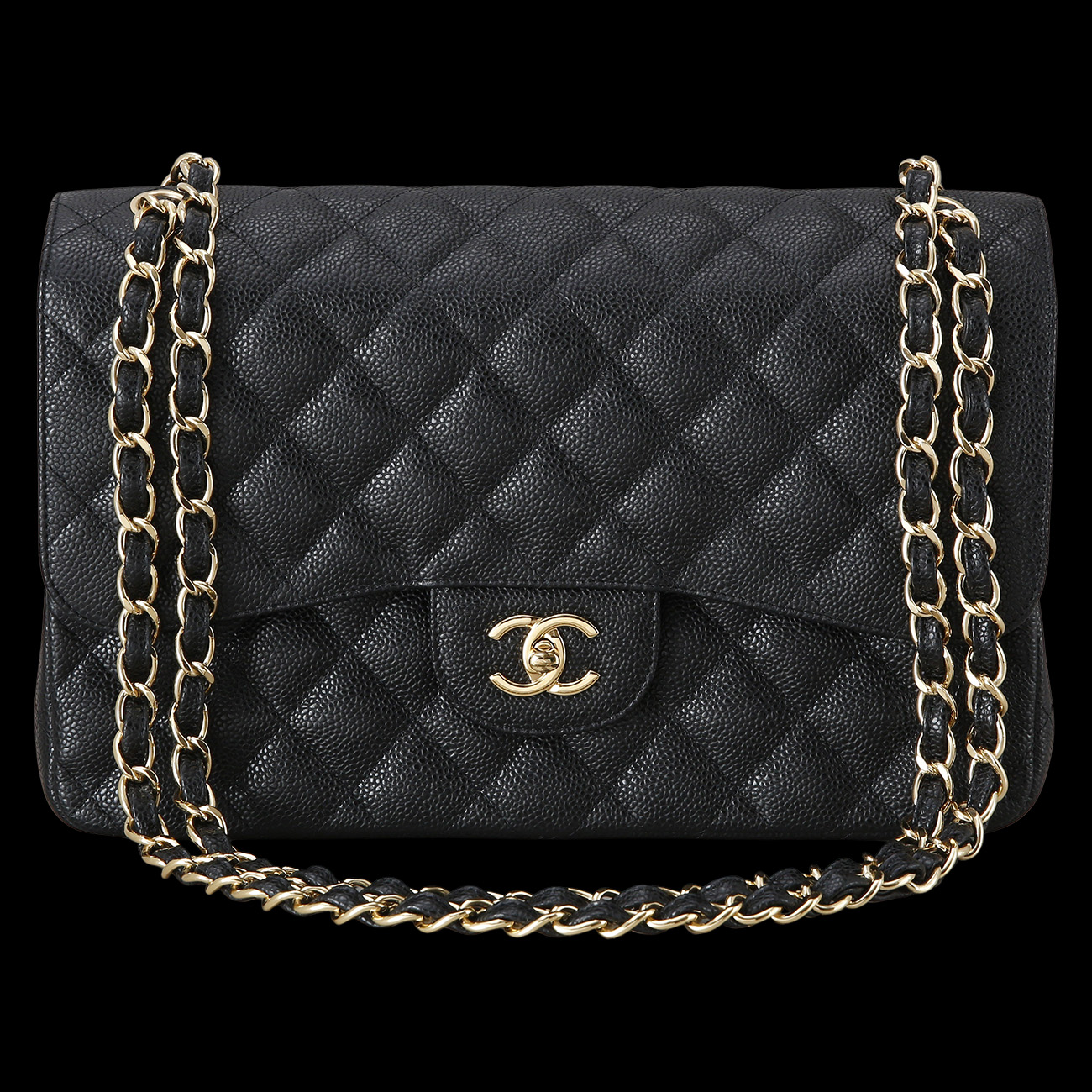 CHANEL(USED)샤넬 클래식 캐비어 점보 블랙