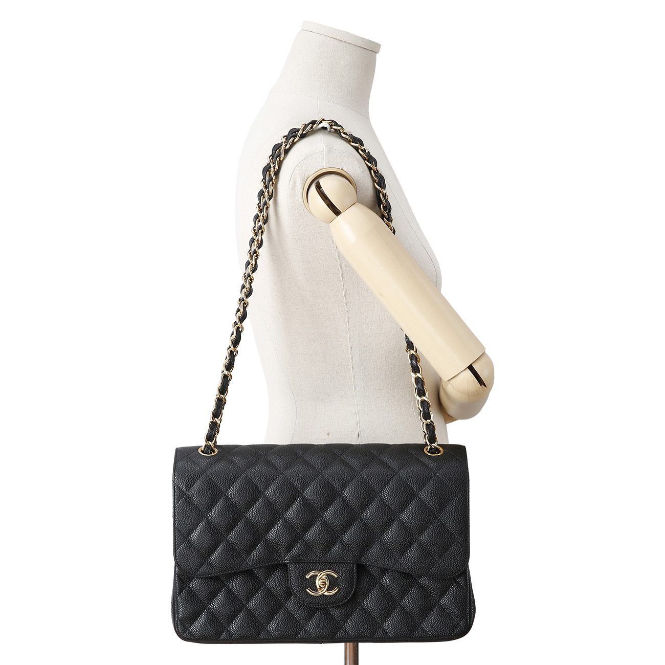 CHANEL(USED)샤넬 클래식 캐비어 점보 블랙