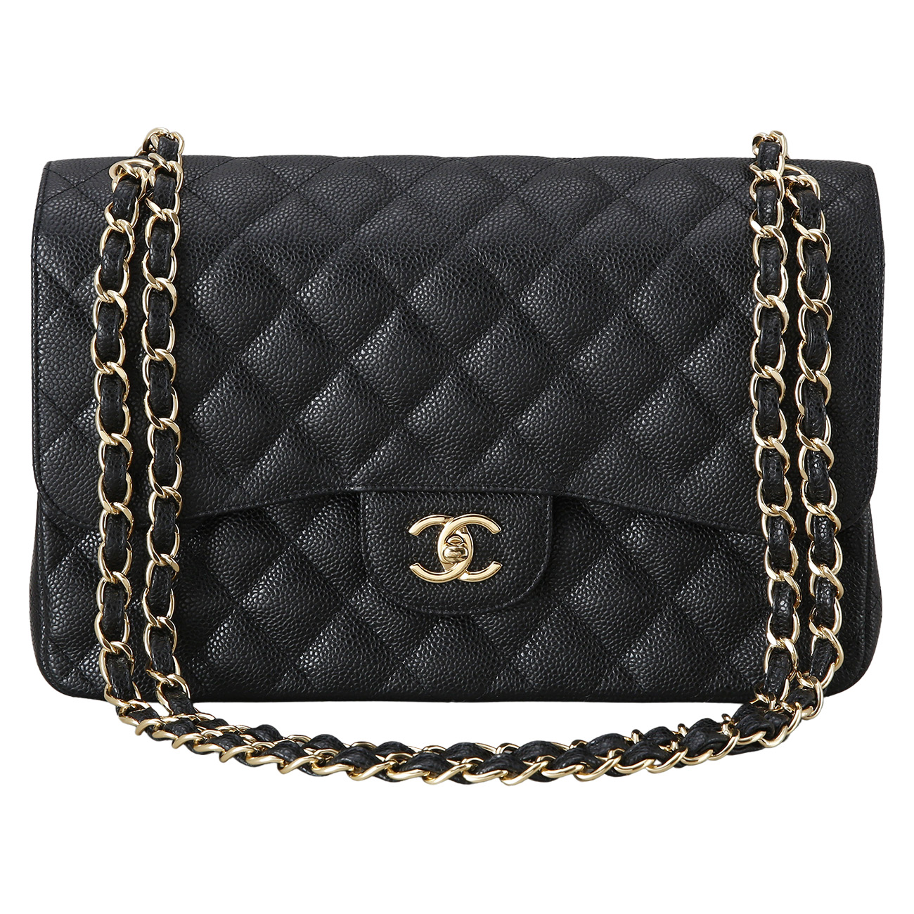 CHANEL(USED)샤넬 클래식 캐비어 점보 블랙