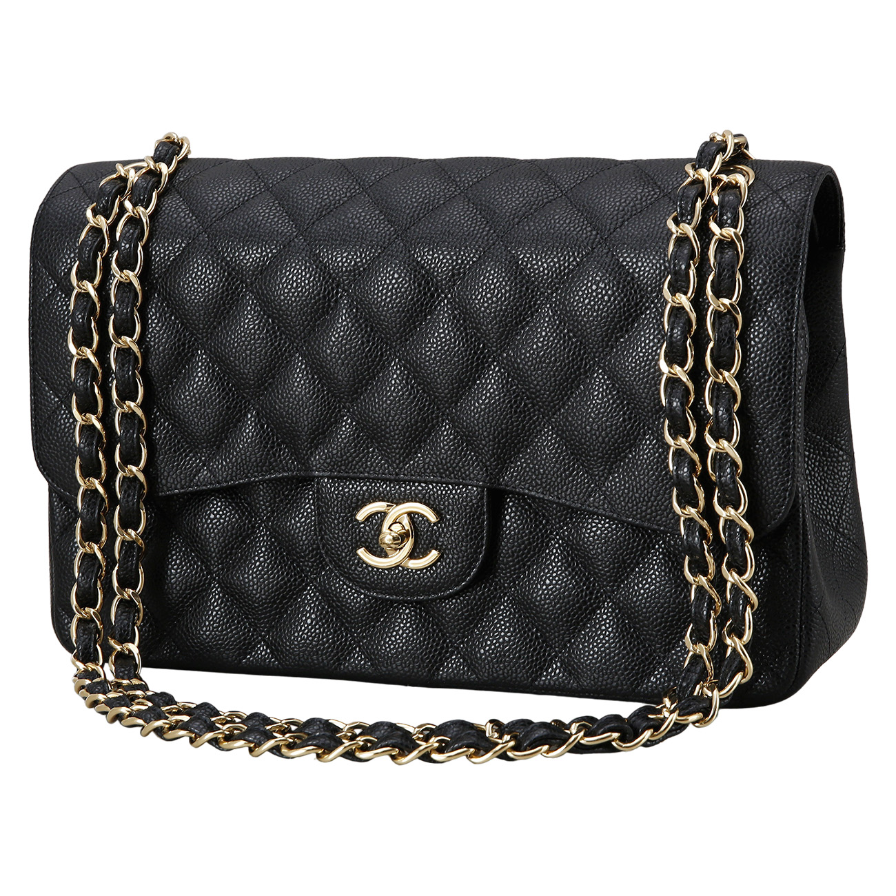 CHANEL(USED)샤넬 클래식 캐비어 점보 블랙