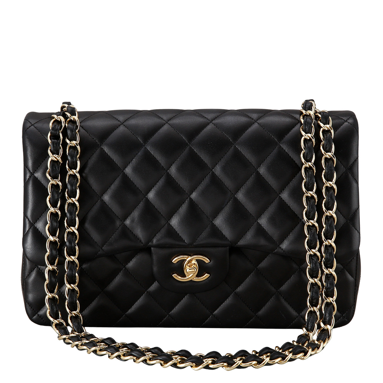 CHANEL(USED)샤넬 클래식 램스킨 점보 블랙 금장