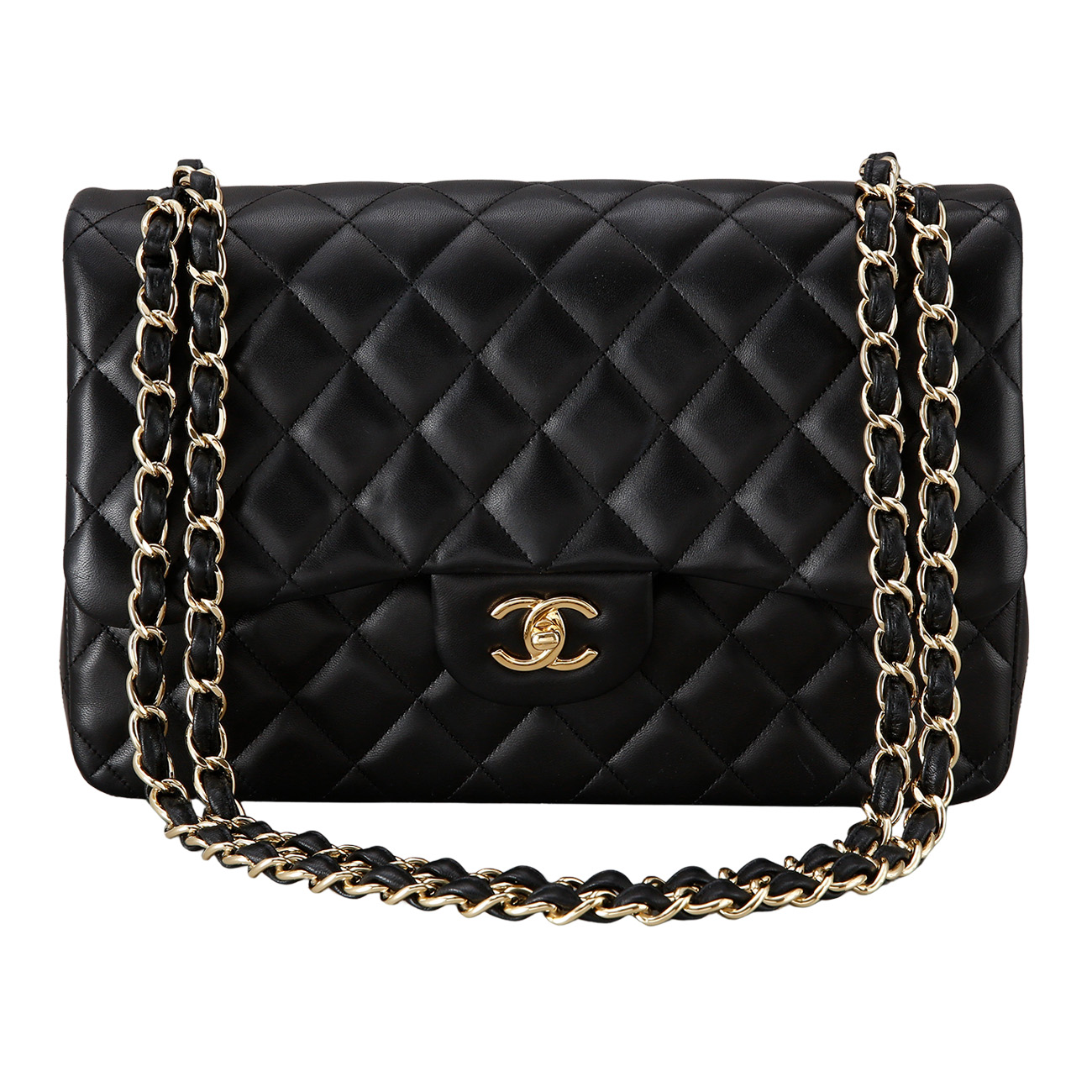 CHANEL(USED)샤넬 클래식 램스킨 점보 블랙 금장