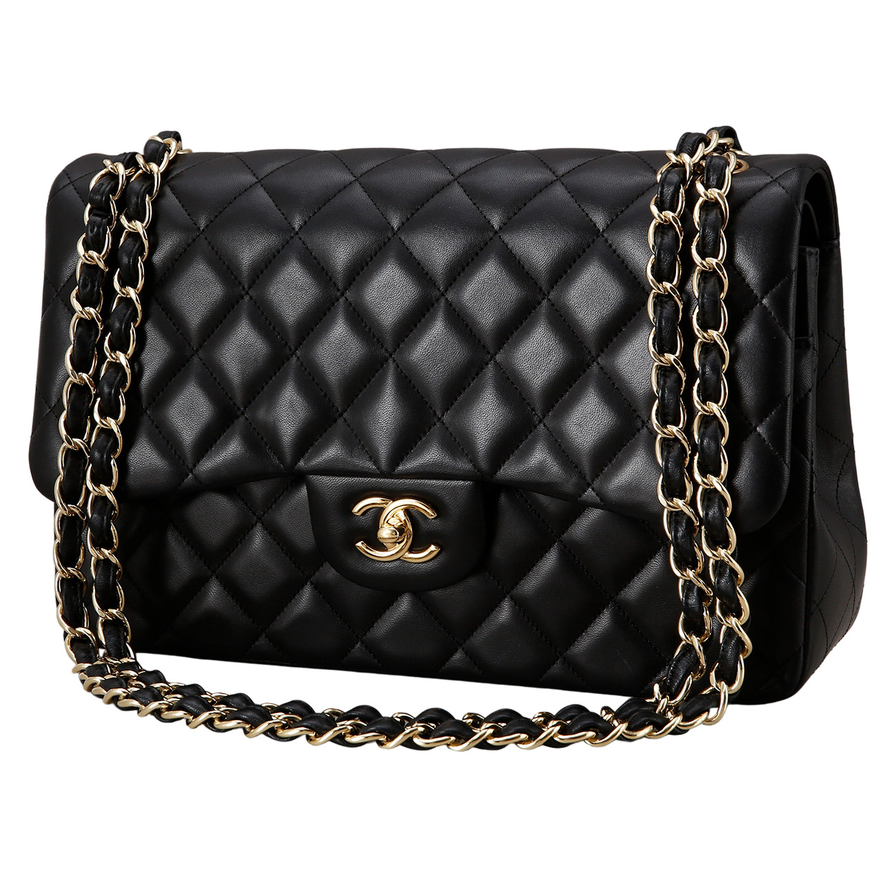 CHANEL(USED)샤넬 클래식 램스킨 점보 블랙 금장