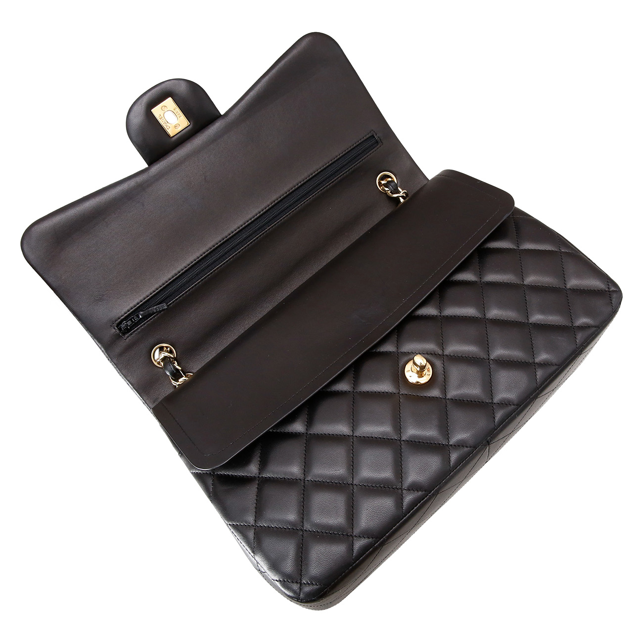 CHANEL(USED)샤넬 클래식 램스킨 점보 블랙 금장