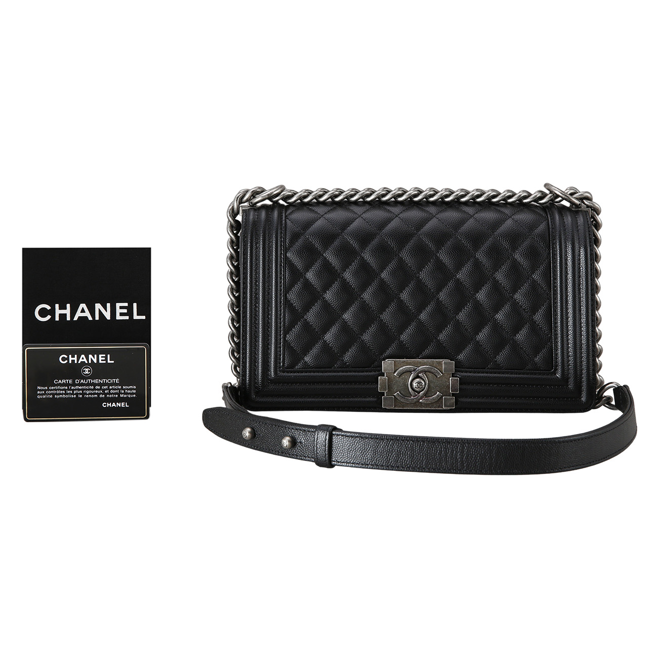 CHANEL(USED)샤넬 캐비어 보이샤넬 미듐