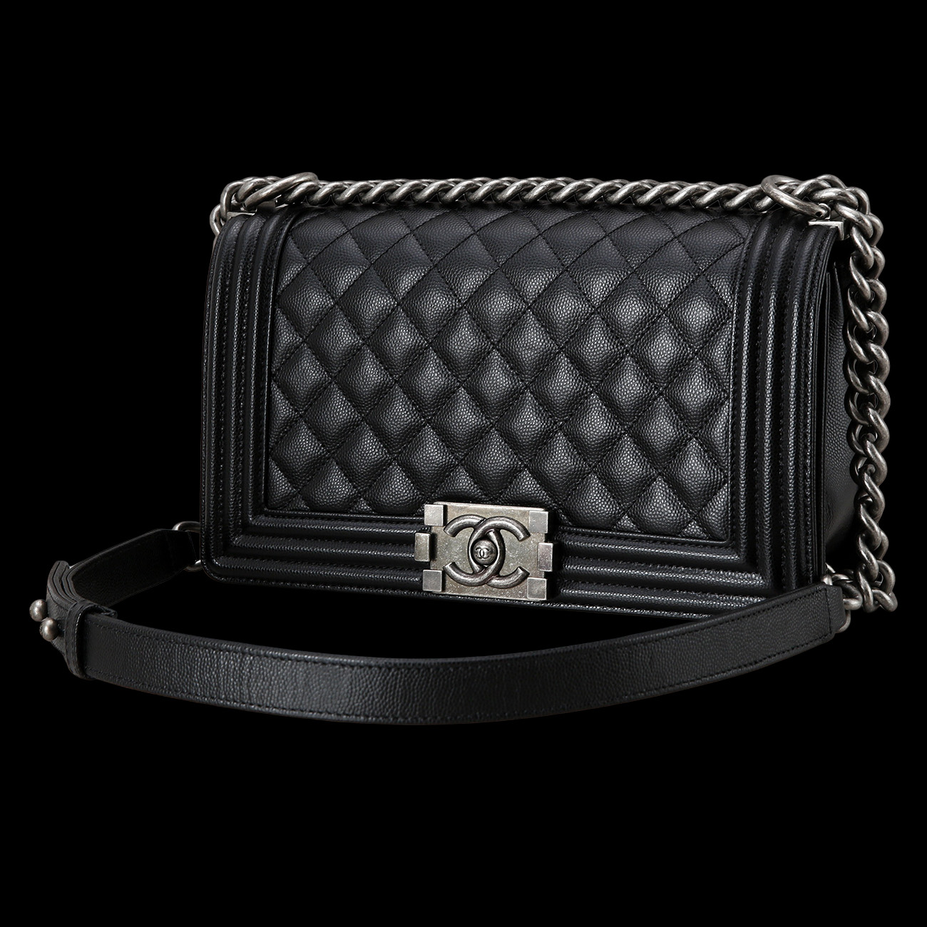 CHANEL(USED)샤넬 캐비어 보이샤넬 미듐