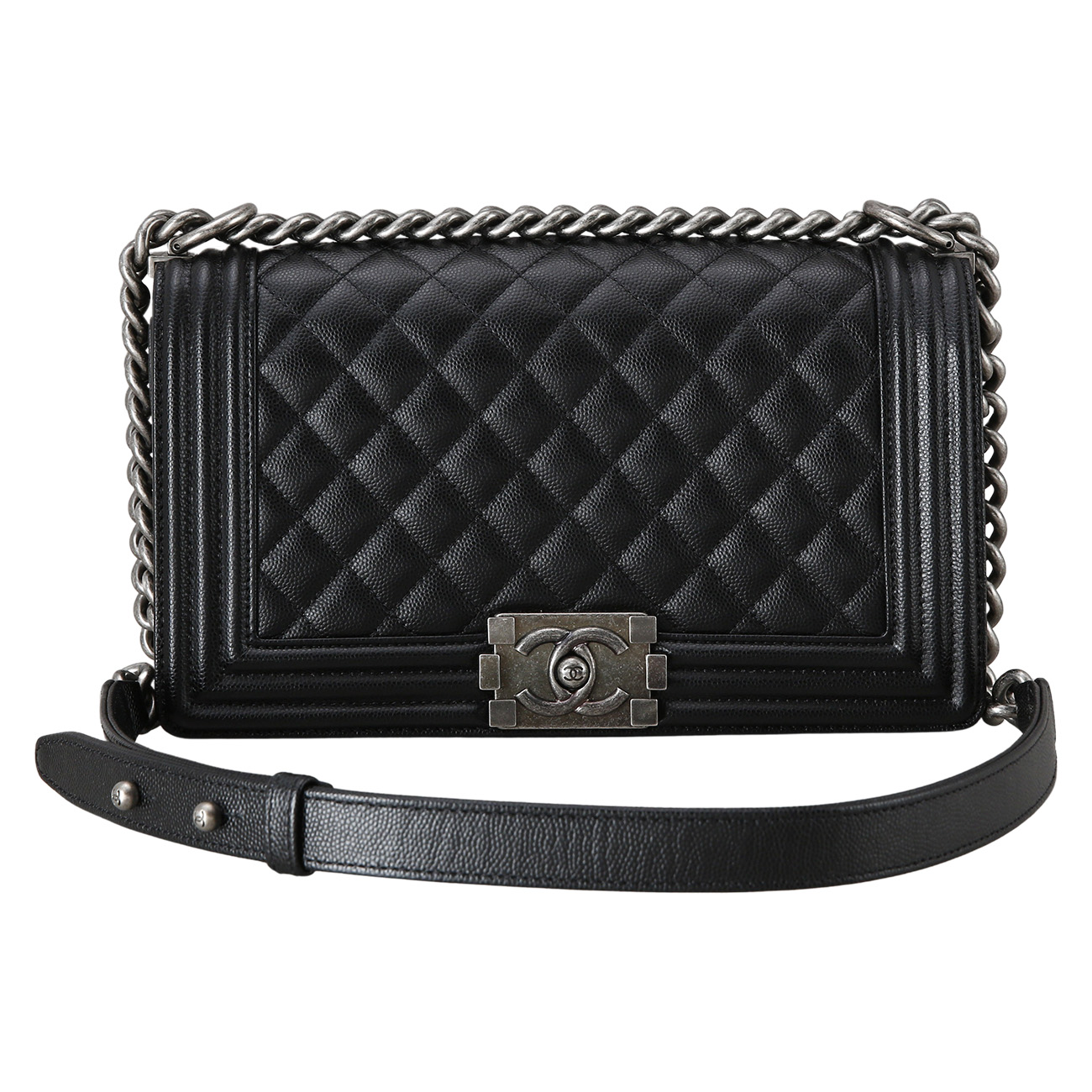 CHANEL(USED)샤넬 캐비어 보이샤넬 미듐