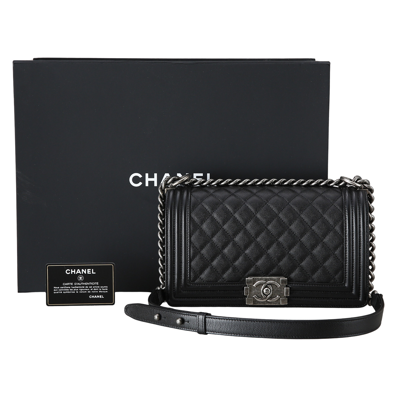 CHANEL(USED)샤넬 캐비어 보이샤넬 미듐