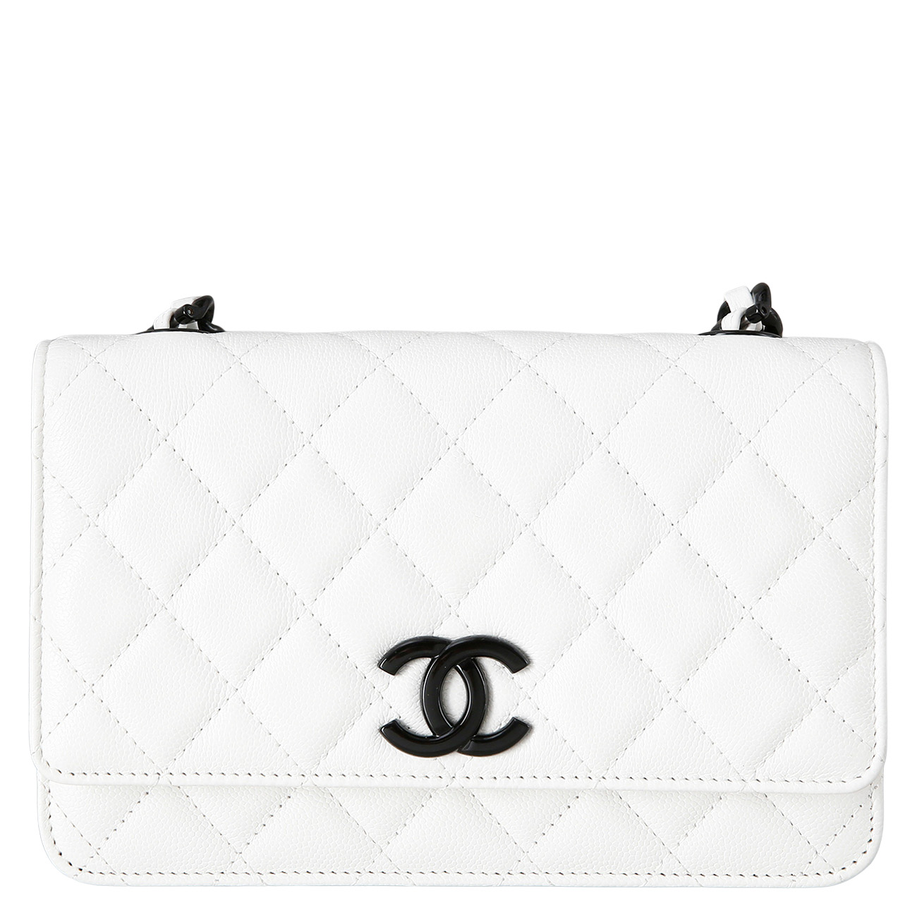 CHANEL(USED)샤넬 시즌 캐비어 화이트 CC로고 WOC