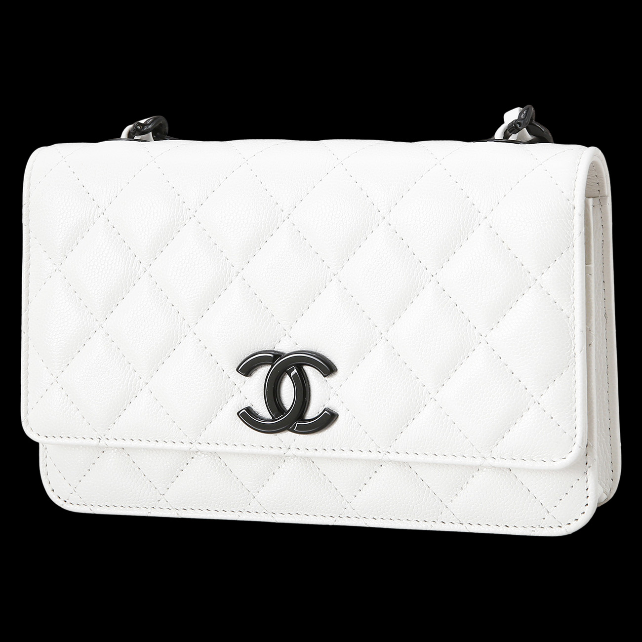 CHANEL(USED)샤넬 시즌 캐비어 화이트 CC로고 WOC