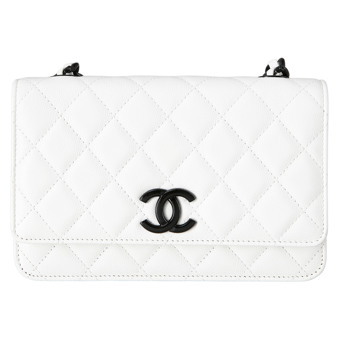 CHANEL(USED)샤넬 시즌 캐비어 화이트 CC로고 WOC