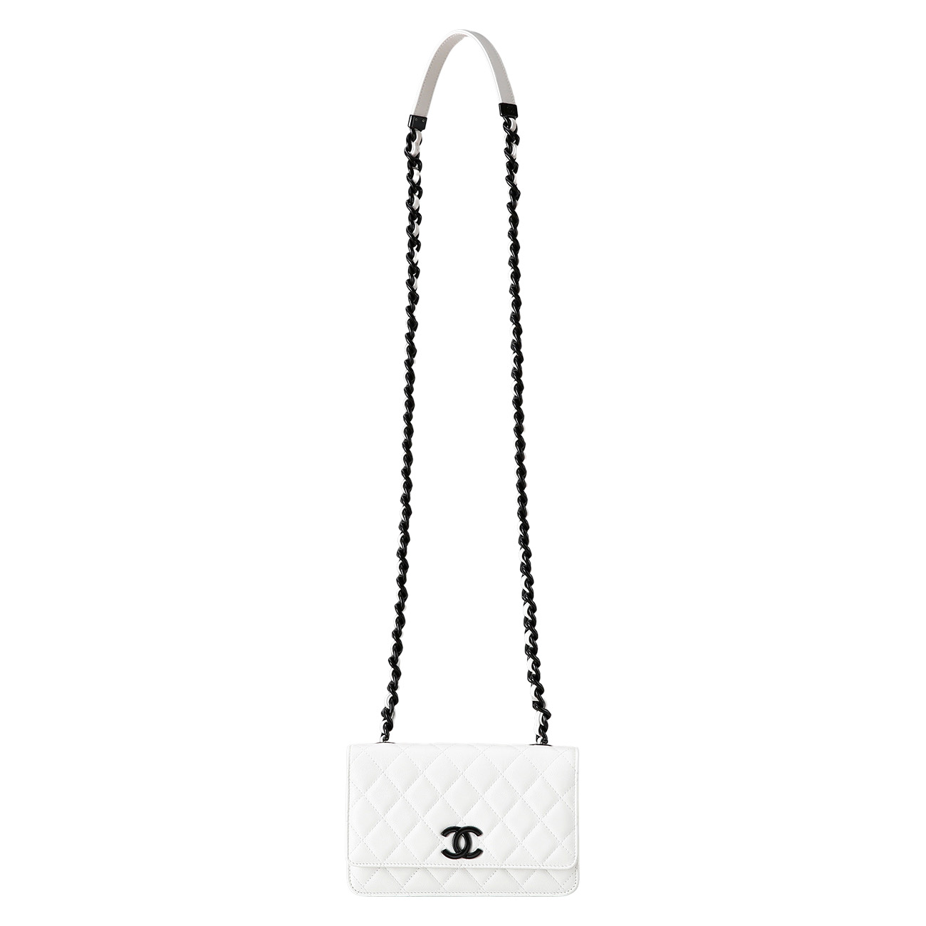 CHANEL(USED)샤넬 시즌 캐비어 화이트 CC로고 WOC