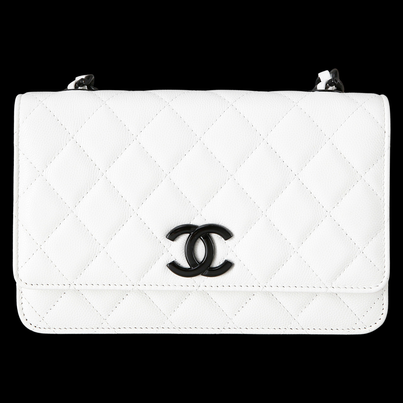 CHANEL(USED)샤넬 시즌 캐비어 화이트 CC로고 WOC