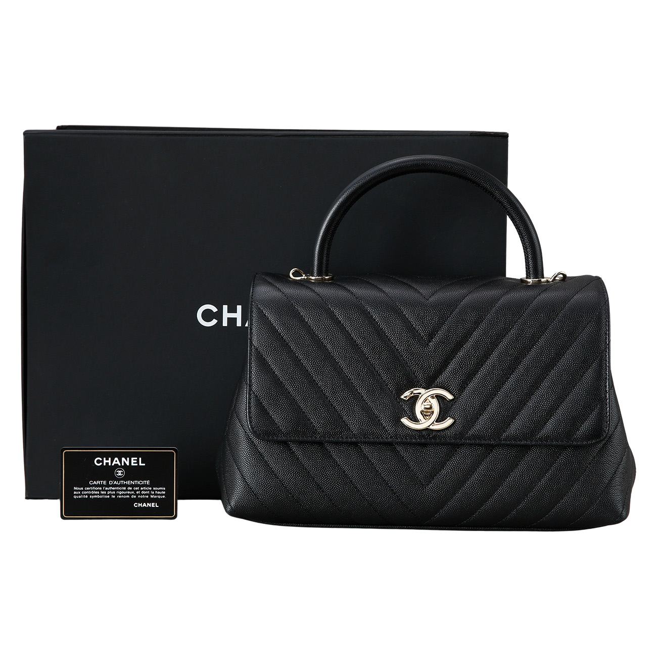 CHANEL(USED)샤넬 캐비어 쉐브론 코코핸들