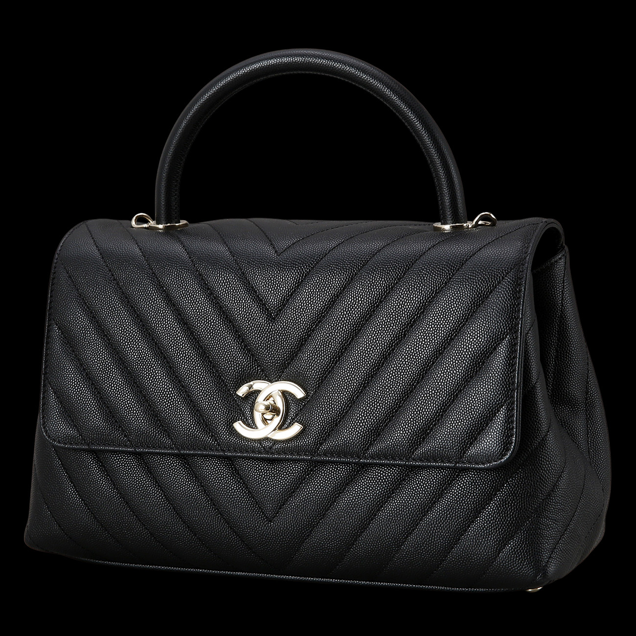 CHANEL(USED)샤넬 캐비어 쉐브론 코코핸들