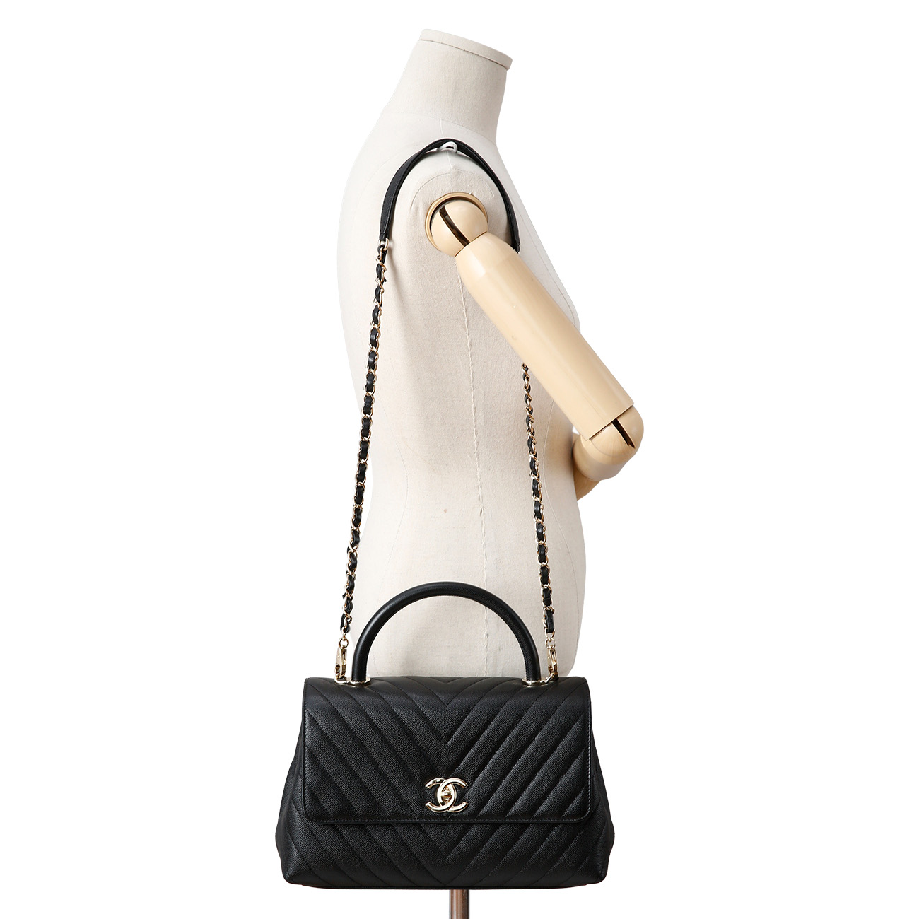CHANEL(USED)샤넬 캐비어 쉐브론 코코핸들