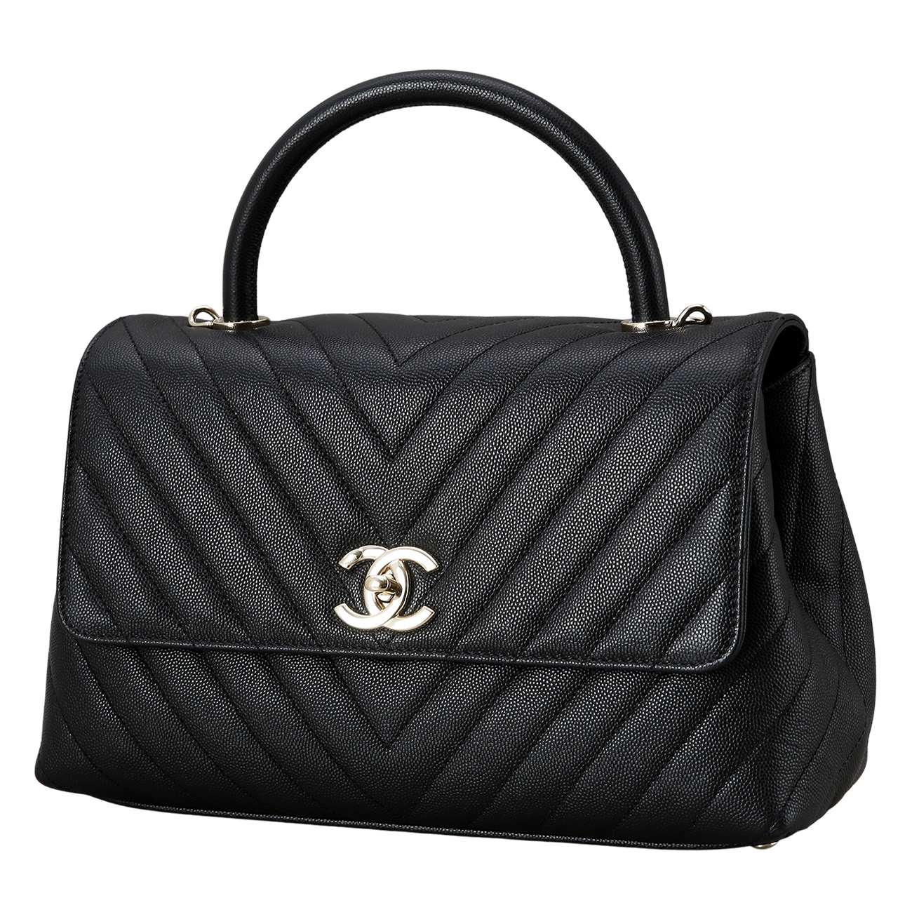 CHANEL(USED)샤넬 캐비어 쉐브론 코코핸들