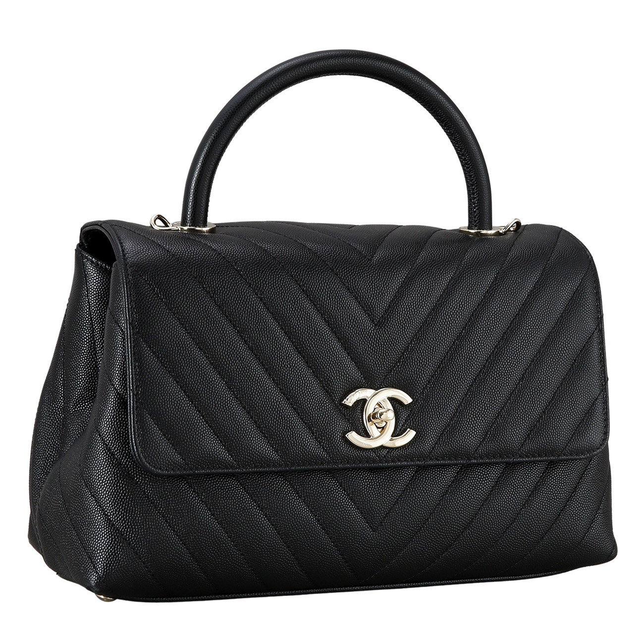 CHANEL(USED)샤넬 캐비어 쉐브론 코코핸들