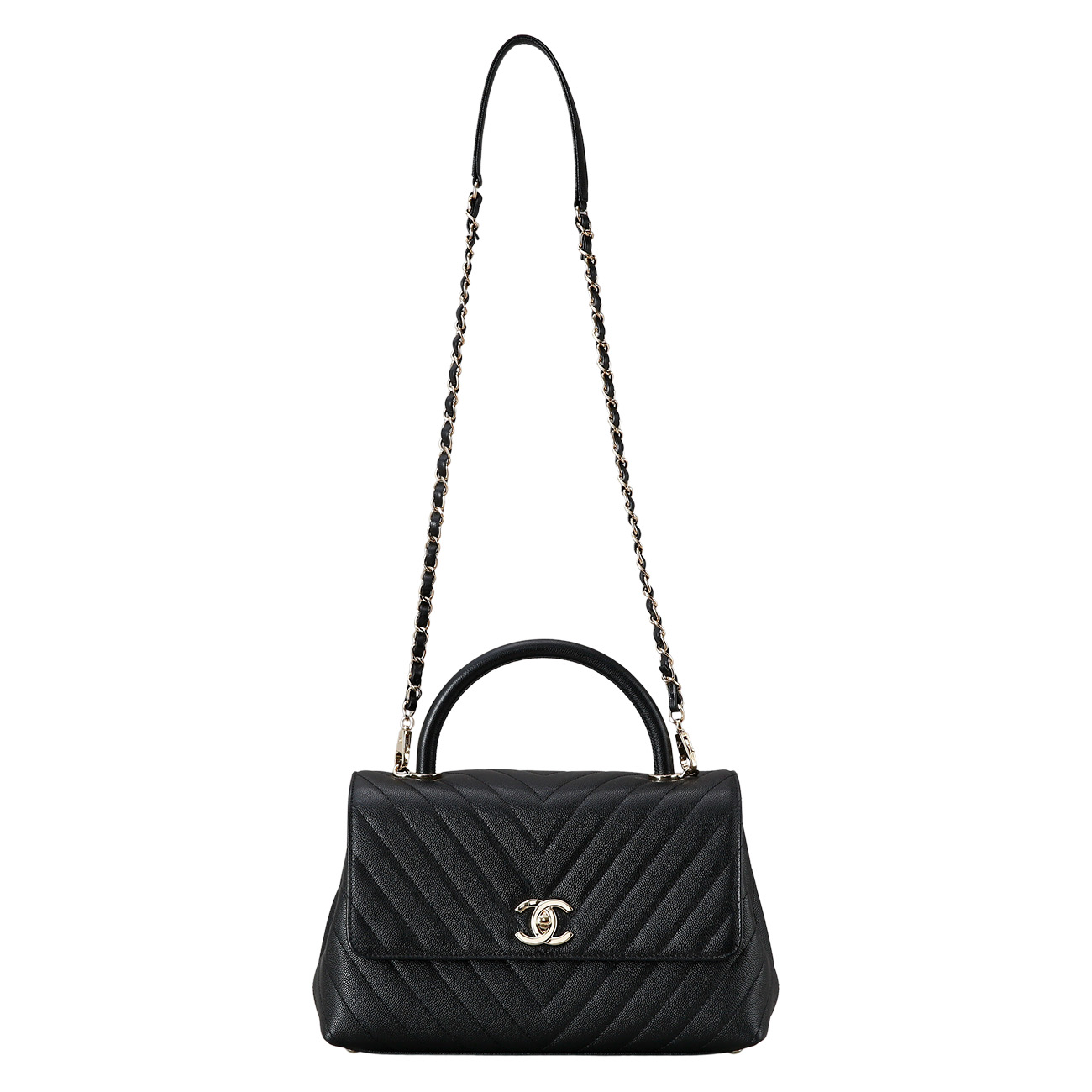CHANEL(USED)샤넬 캐비어 쉐브론 코코핸들