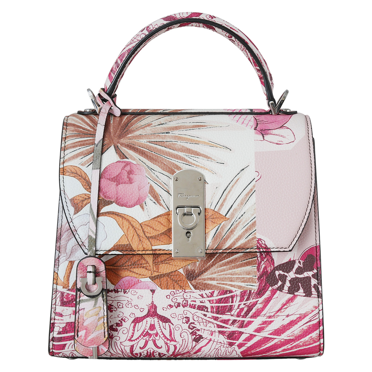 FERRAGAMO(USED)페레가모 박시즈 플라워 프린트 탑핸들백