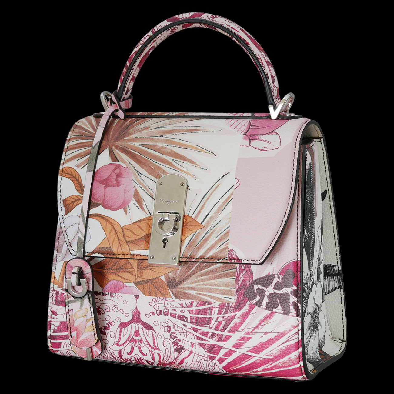 FERRAGAMO(USED)페레가모 박시즈 플라워 프린트 탑핸들백