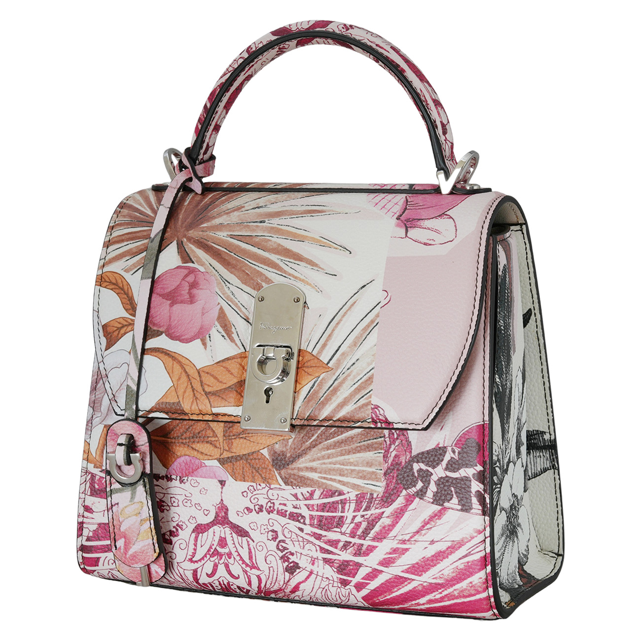 FERRAGAMO(USED)페레가모 박시즈 플라워 프린트 탑핸들백