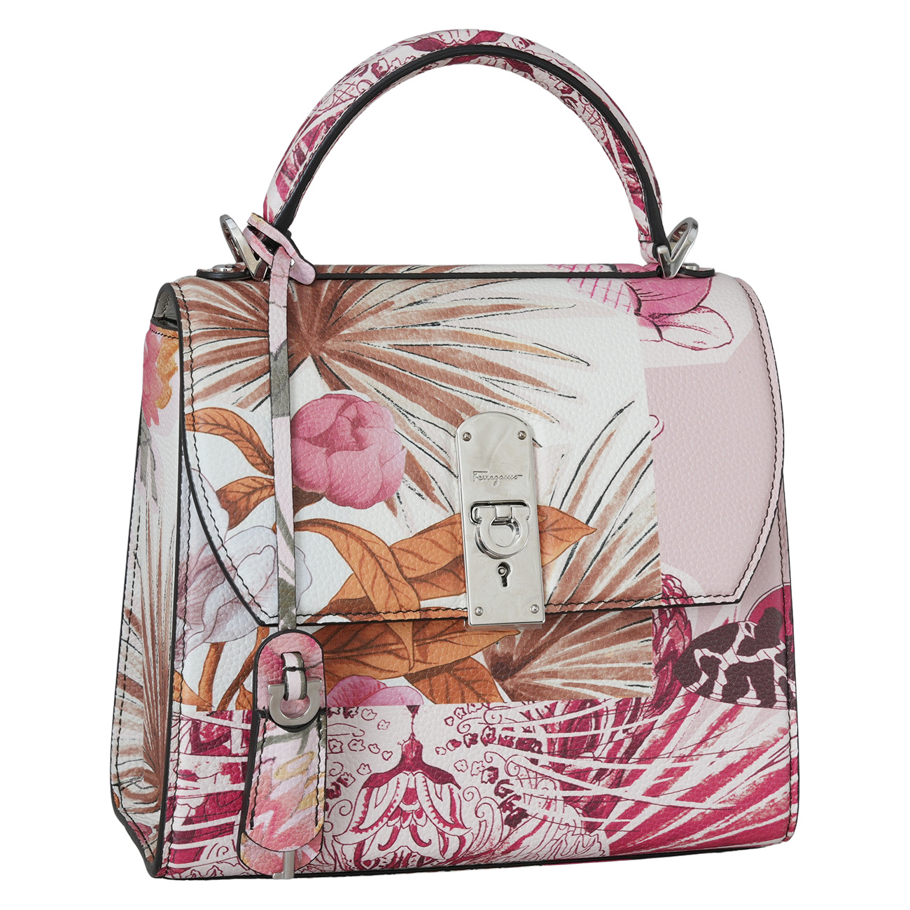 FERRAGAMO(USED)페레가모 박시즈 플라워 프린트 탑핸들백