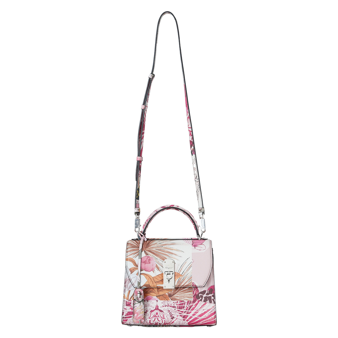 FERRAGAMO(USED)페레가모 박시즈 플라워 프린트 탑핸들백