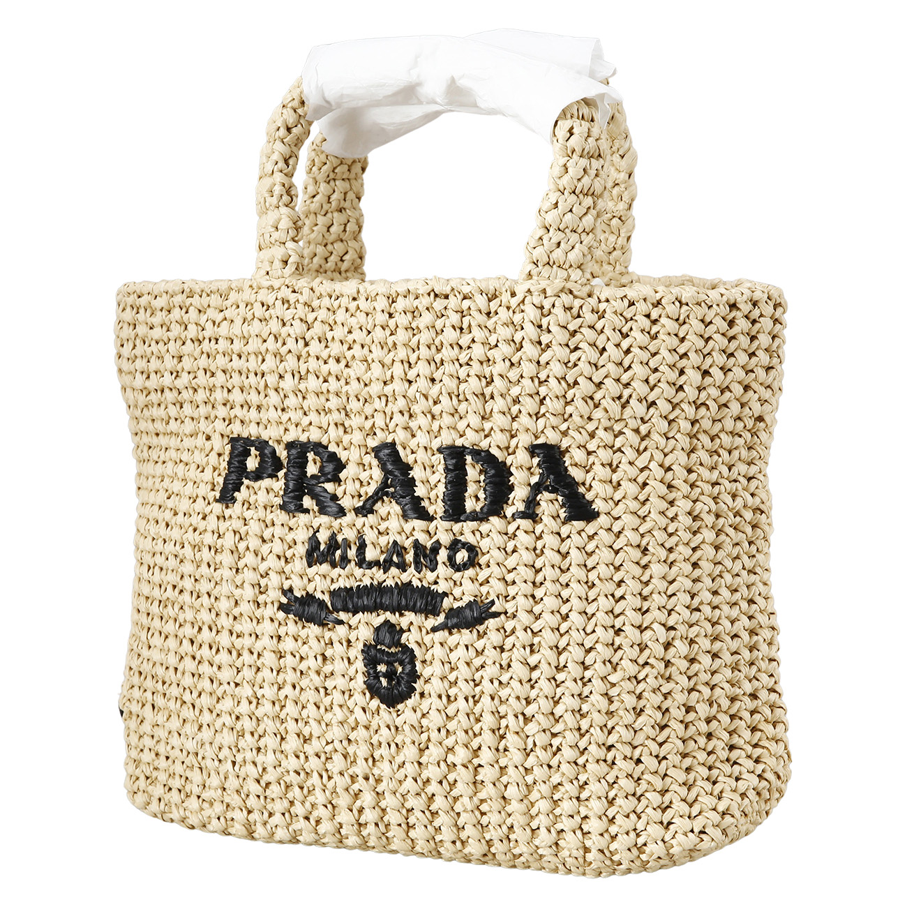PRADA(USED)프라다 1BG422 소형 라피아 토트 백