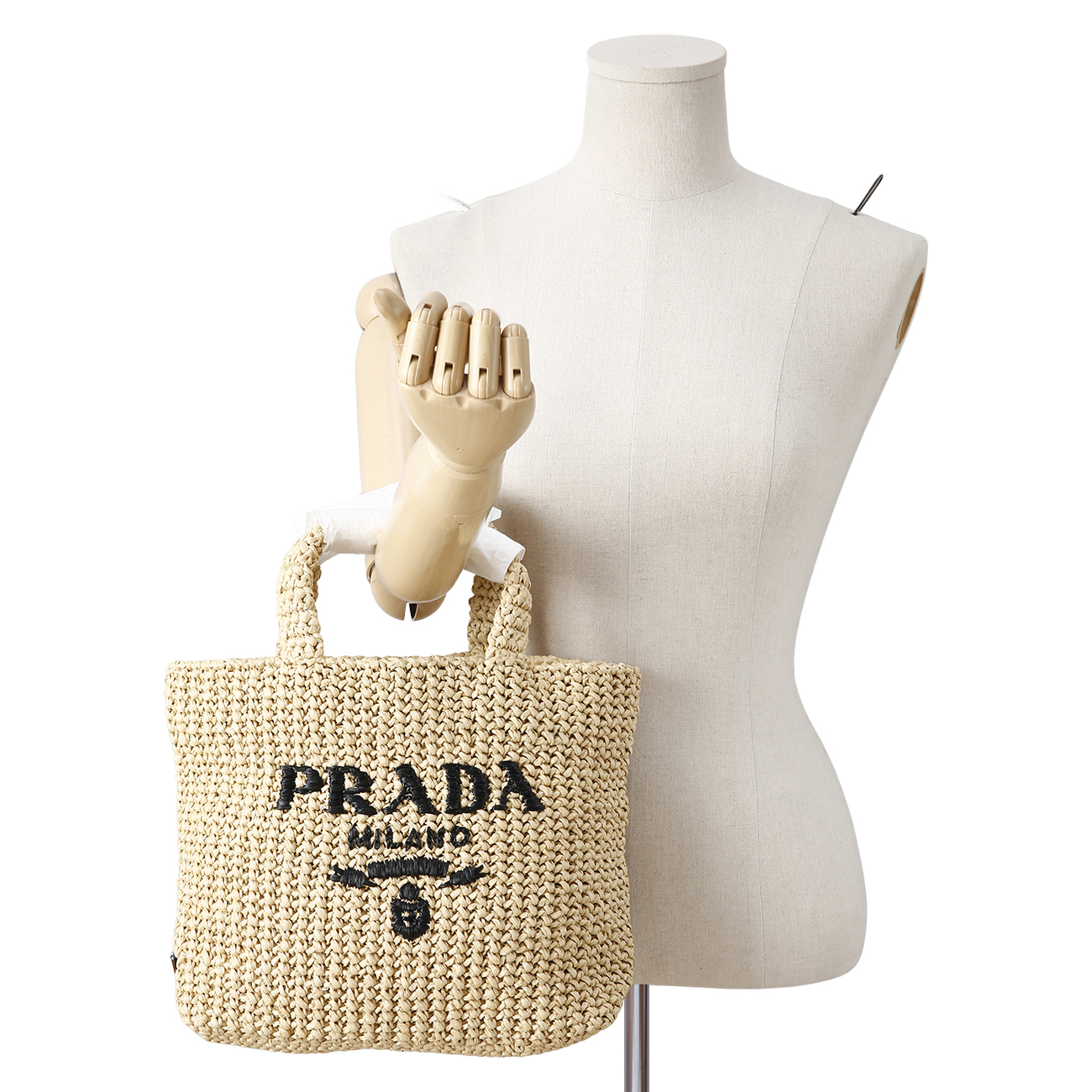 PRADA(USED)프라다 1BG422 소형 라피아 토트 백