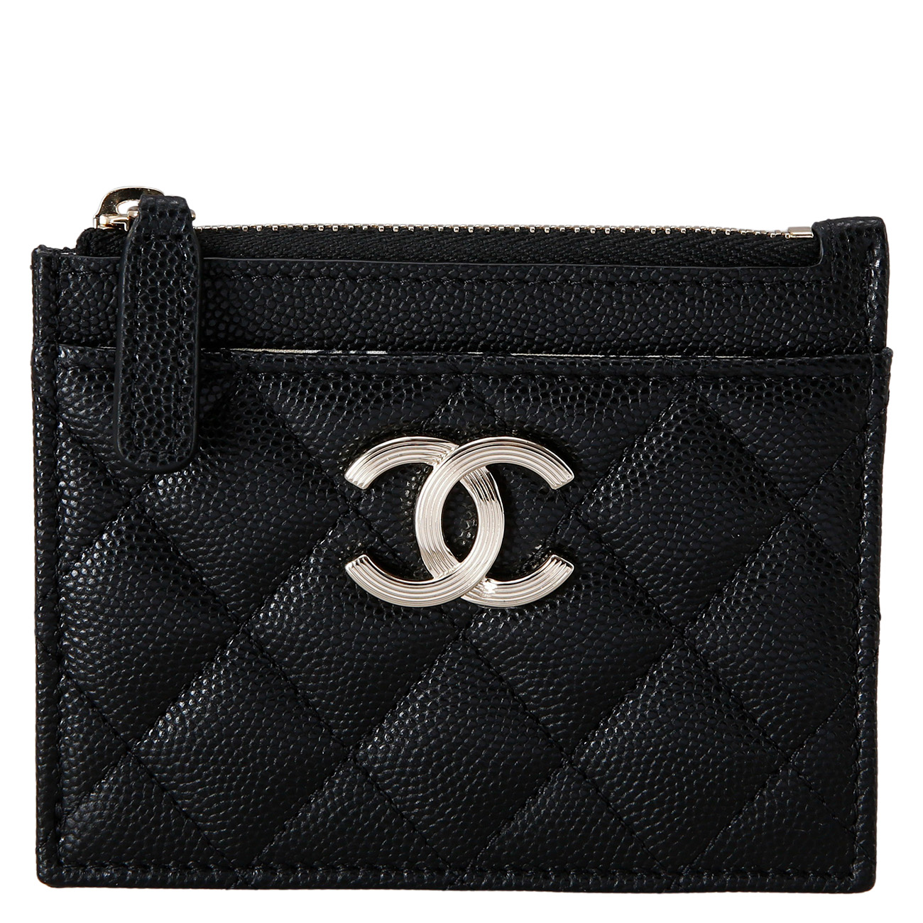 CHANEL(USED)샤넬 시즌 캐비어 CC로고 지퍼 카드슬롯