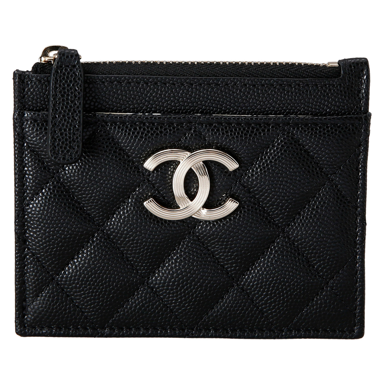 CHANEL(USED)샤넬 시즌 캐비어 CC로고 지퍼 카드슬롯