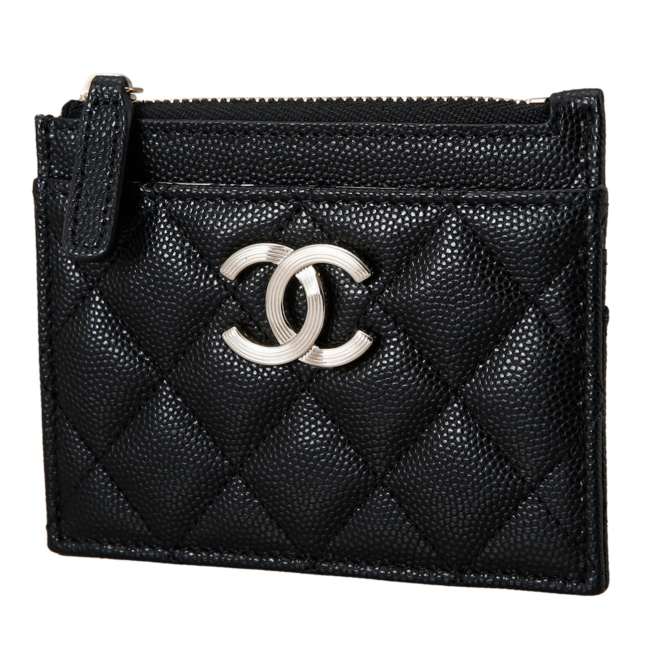 CHANEL(USED)샤넬 시즌 캐비어 CC로고 지퍼 카드슬롯