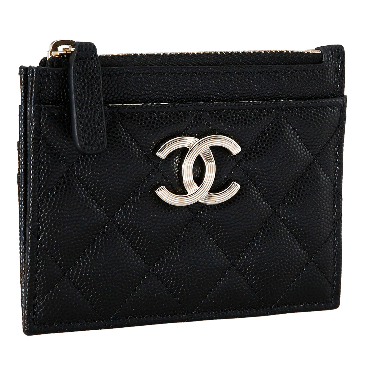 CHANEL(USED)샤넬 시즌 캐비어 CC로고 지퍼 카드슬롯