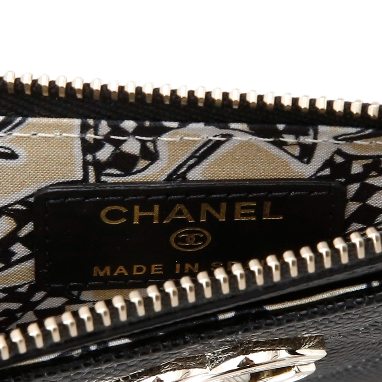 CHANEL(USED)샤넬 시즌 캐비어 CC로고 지퍼 카드슬롯