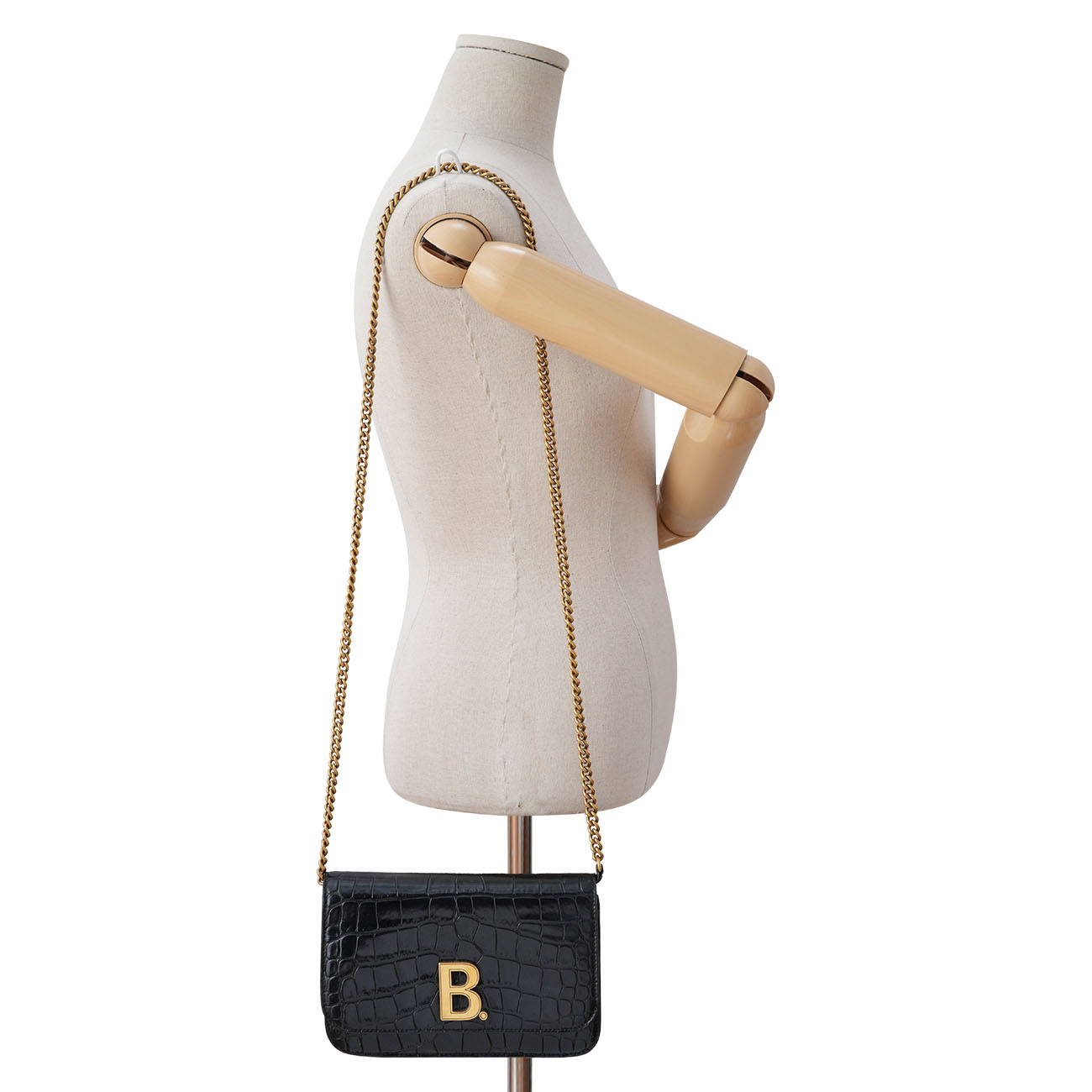 BALENCIAGA(USED)발렌시아가 593615 크로커다일 패턴 B로고 체인 숄더백