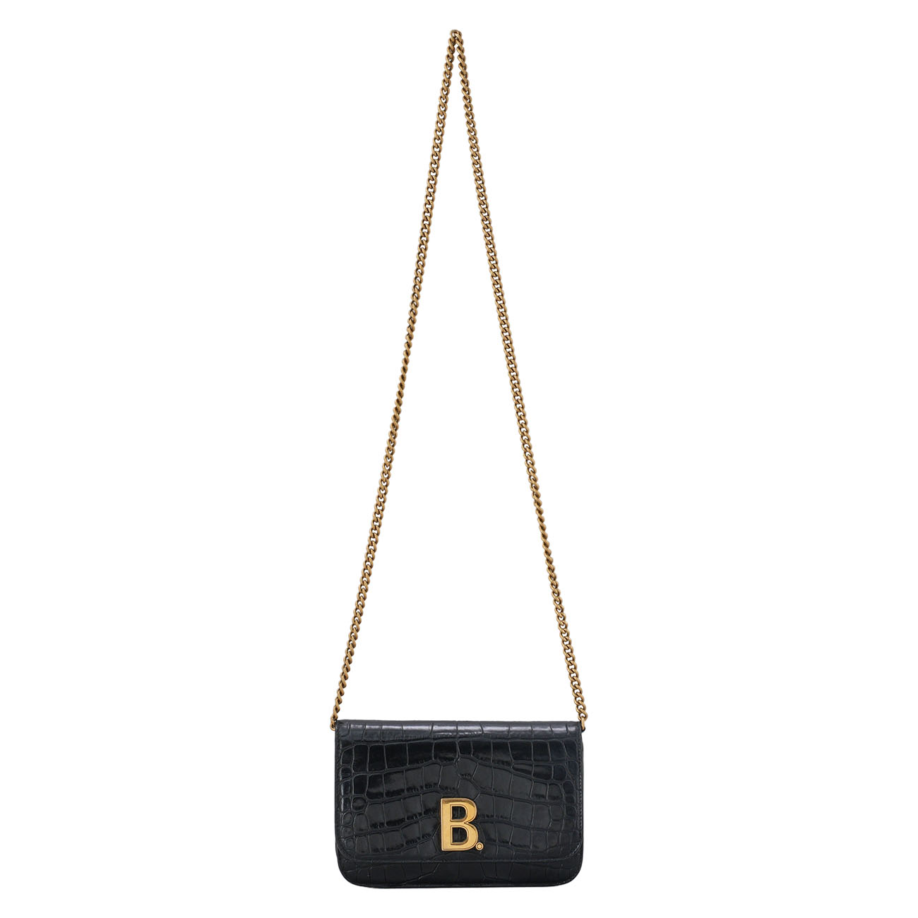 BALENCIAGA(USED)발렌시아가 593615 크로커다일 패턴 B로고 체인 숄더백