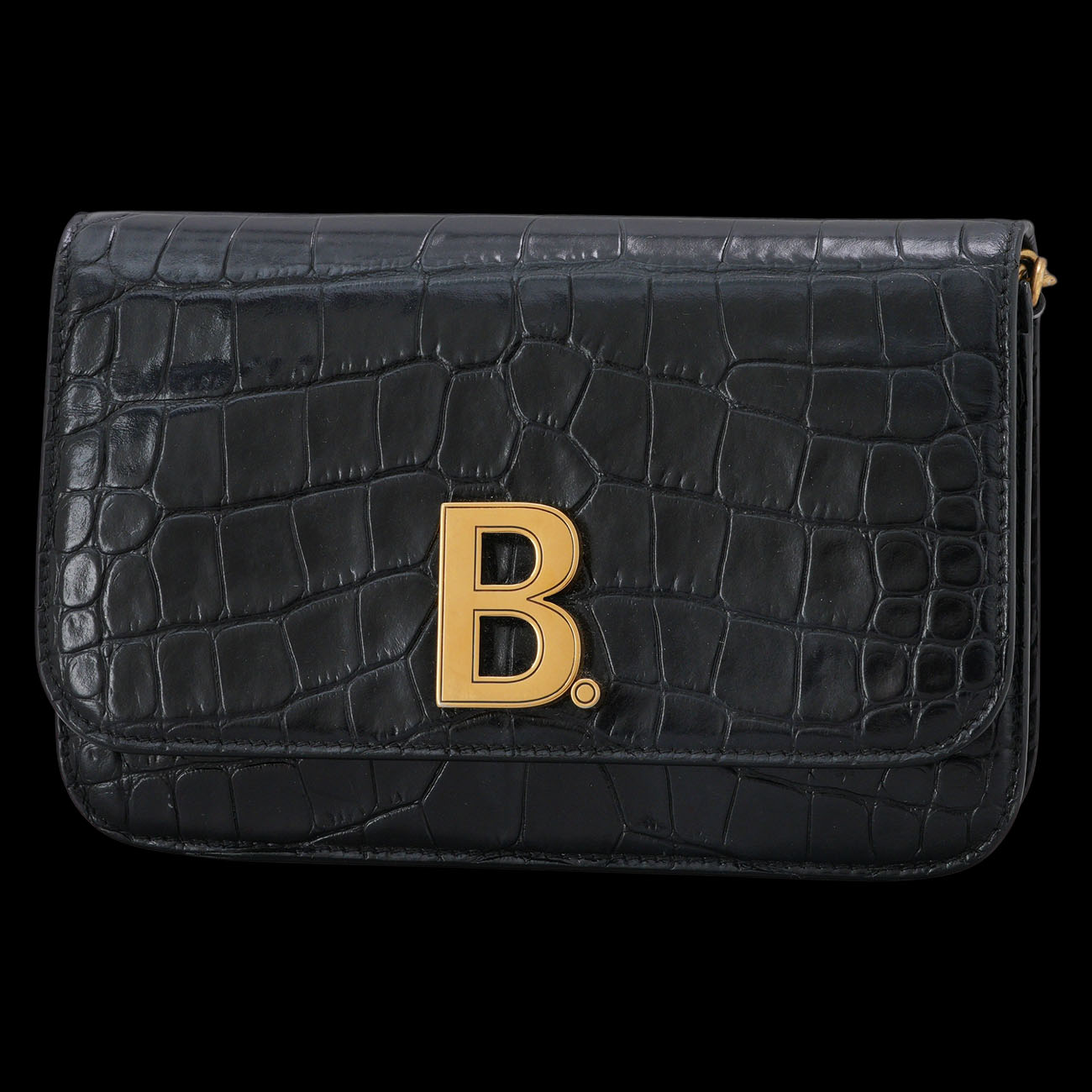 BALENCIAGA(USED)발렌시아가 593615 크로커다일 패턴 B로고 체인 숄더백