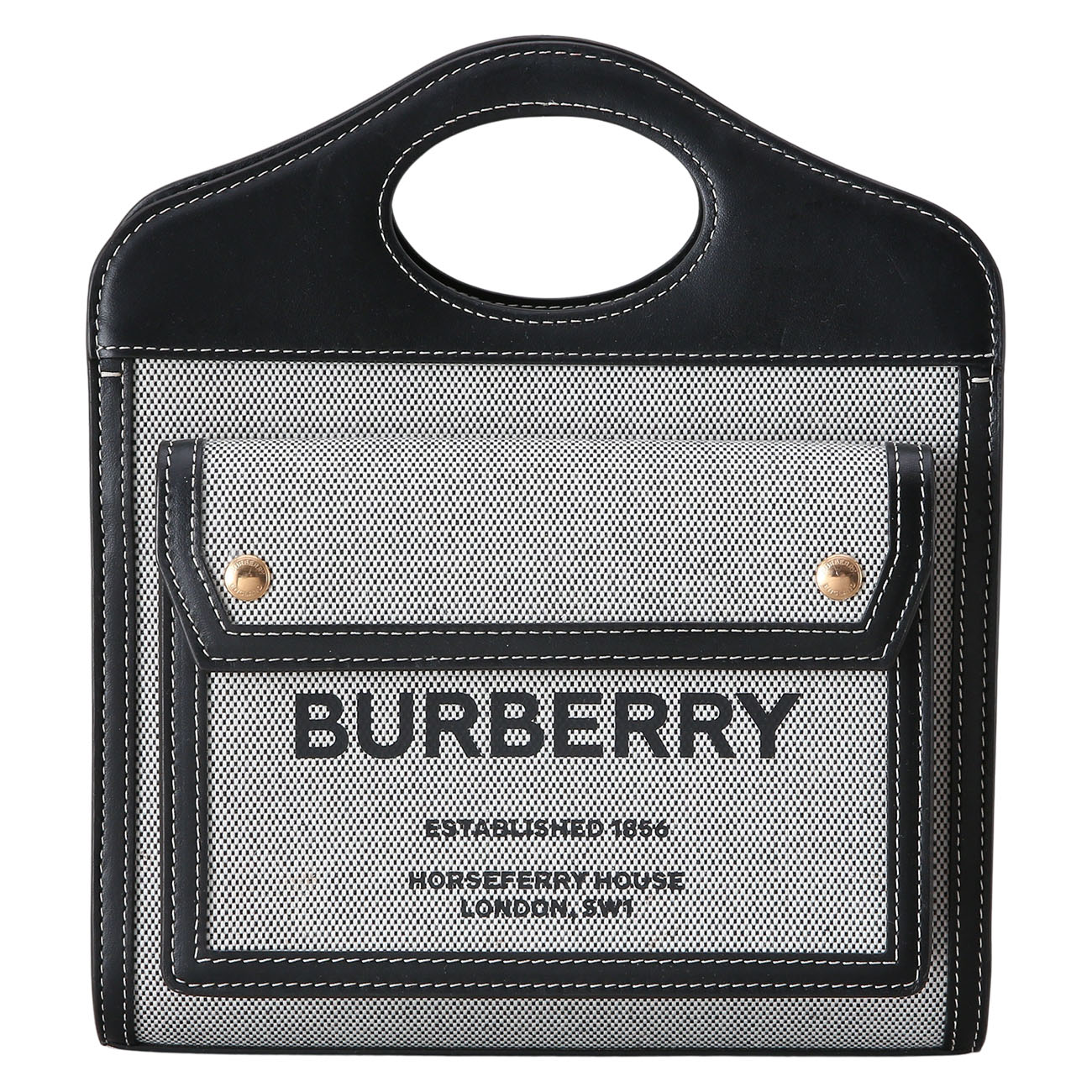 BURBERRY(USED)버버리 미니 트라이톤 코튼 캔버스 레더 포켓 백