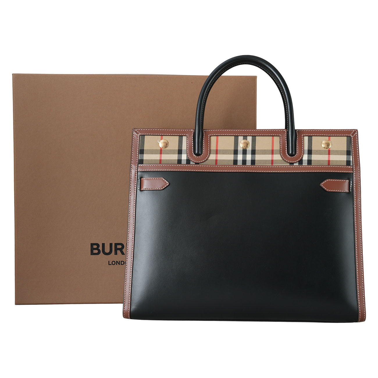 BURBERRY(USED)버버리 8024694 빈티지 체크 타이틀 미듐백