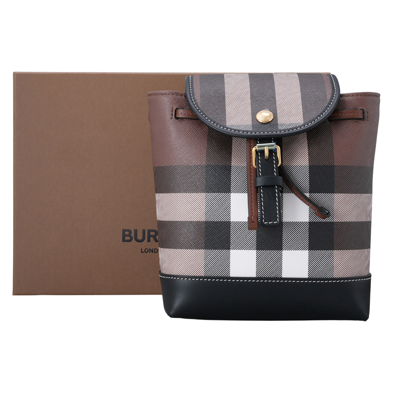 BURBERRY(USED)버버리 80584691 체크 레더 마이크로 백팩