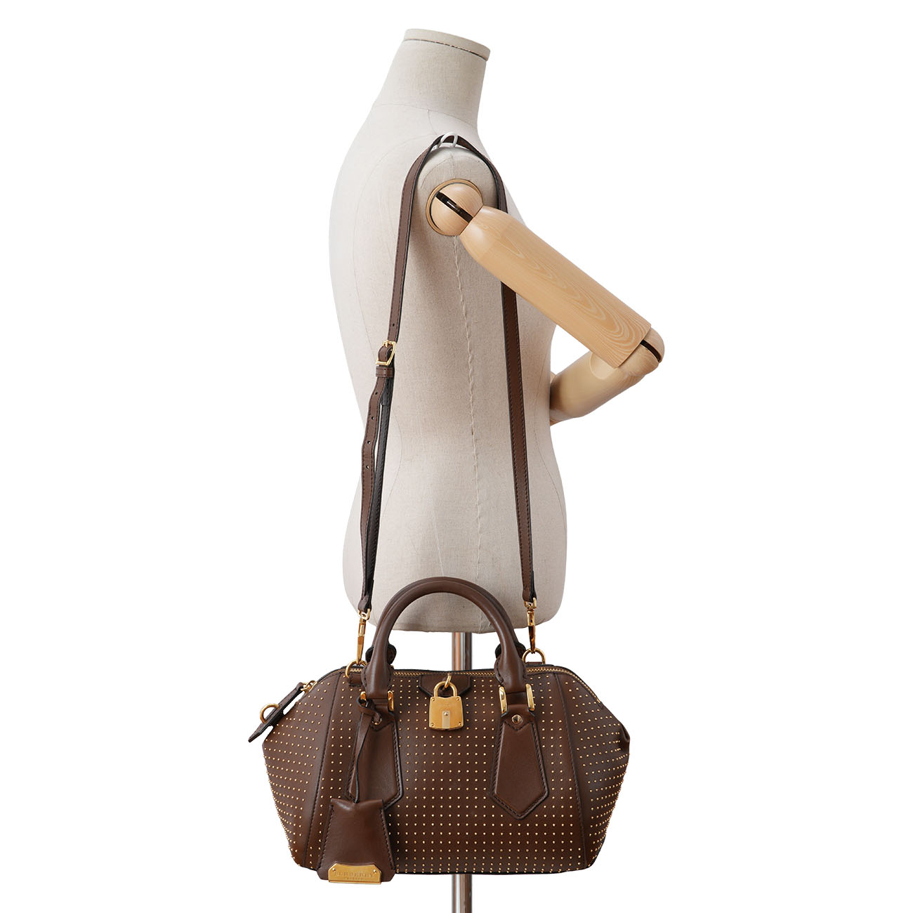 BURBERRY(USED)버버리 스터드 장식 가죽 보스턴 볼링백