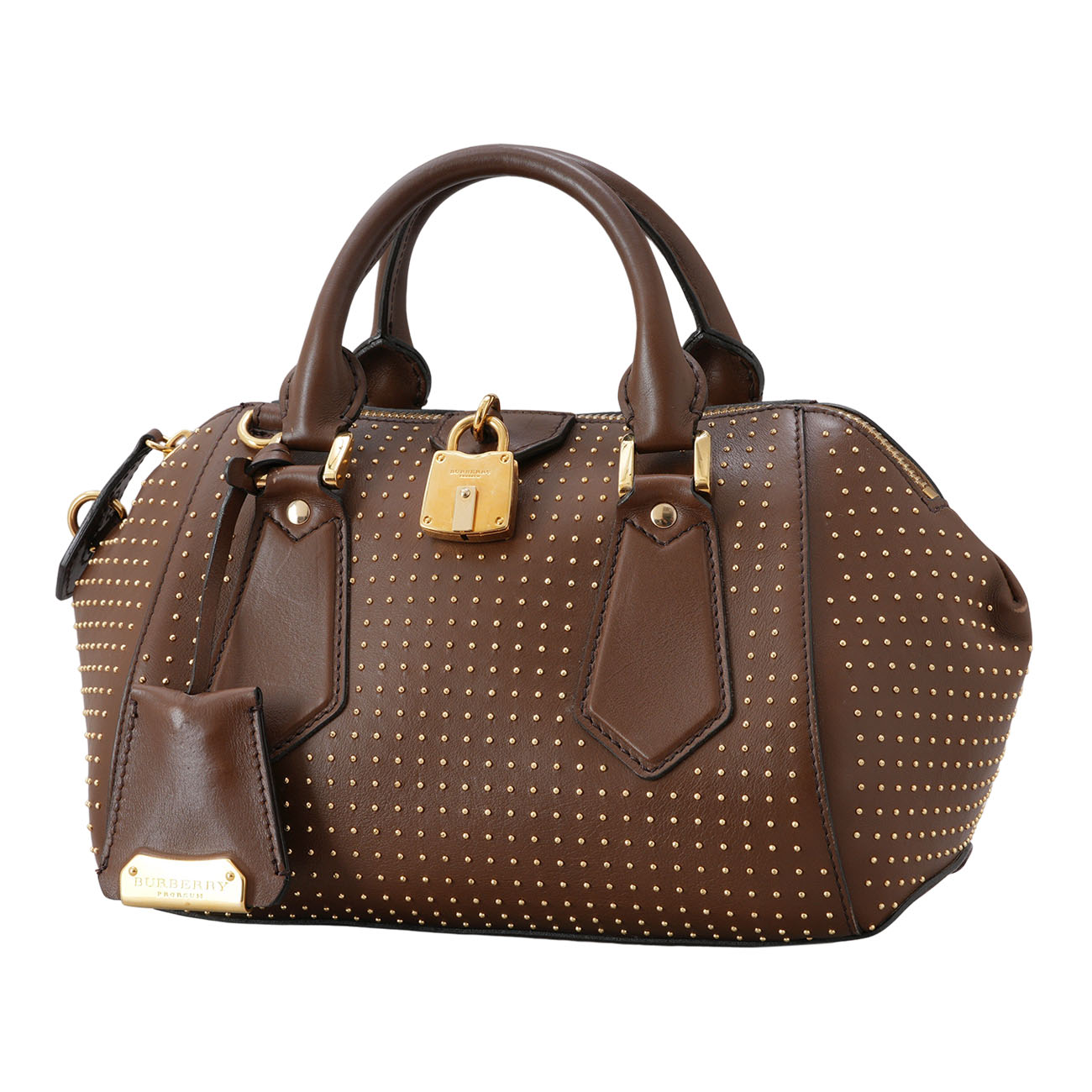 BURBERRY(USED)버버리 스터드 장식 가죽 보스턴 볼링백