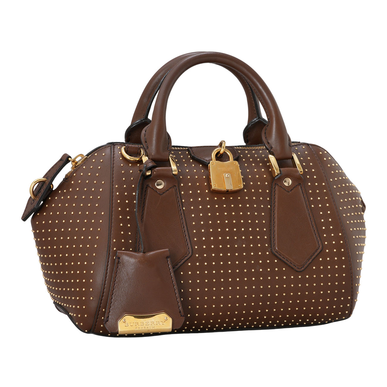 BURBERRY(USED)버버리 스터드 장식 가죽 보스턴 볼링백