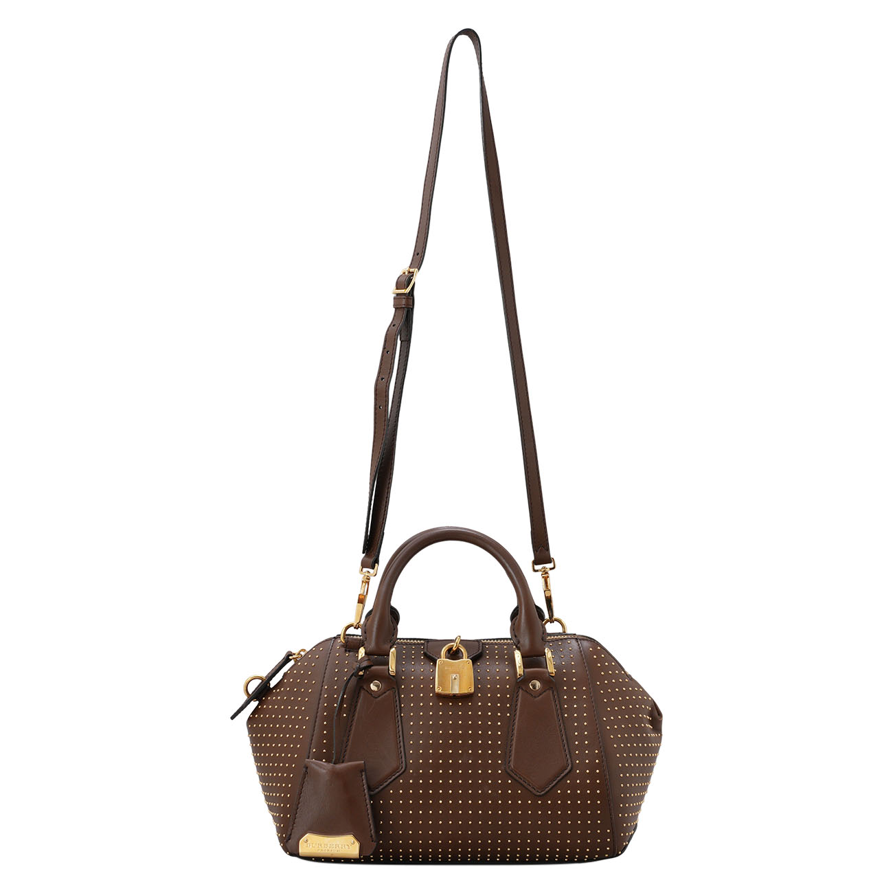 BURBERRY(USED)버버리 스터드 장식 가죽 보스턴 볼링백