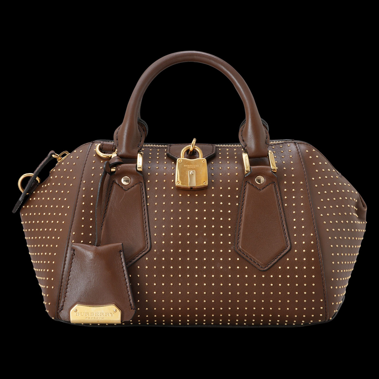 BURBERRY(USED)버버리 스터드 장식 가죽 보스턴 볼링백