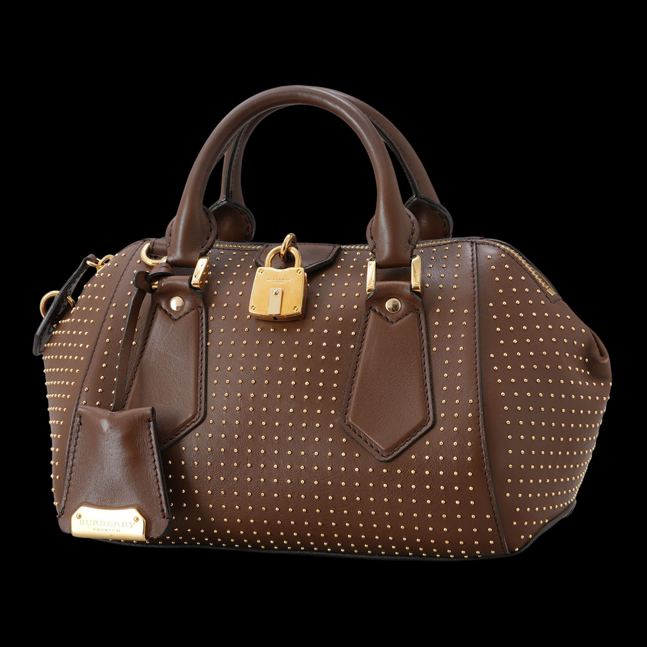 BURBERRY(USED)버버리 스터드 장식 가죽 보스턴 볼링백