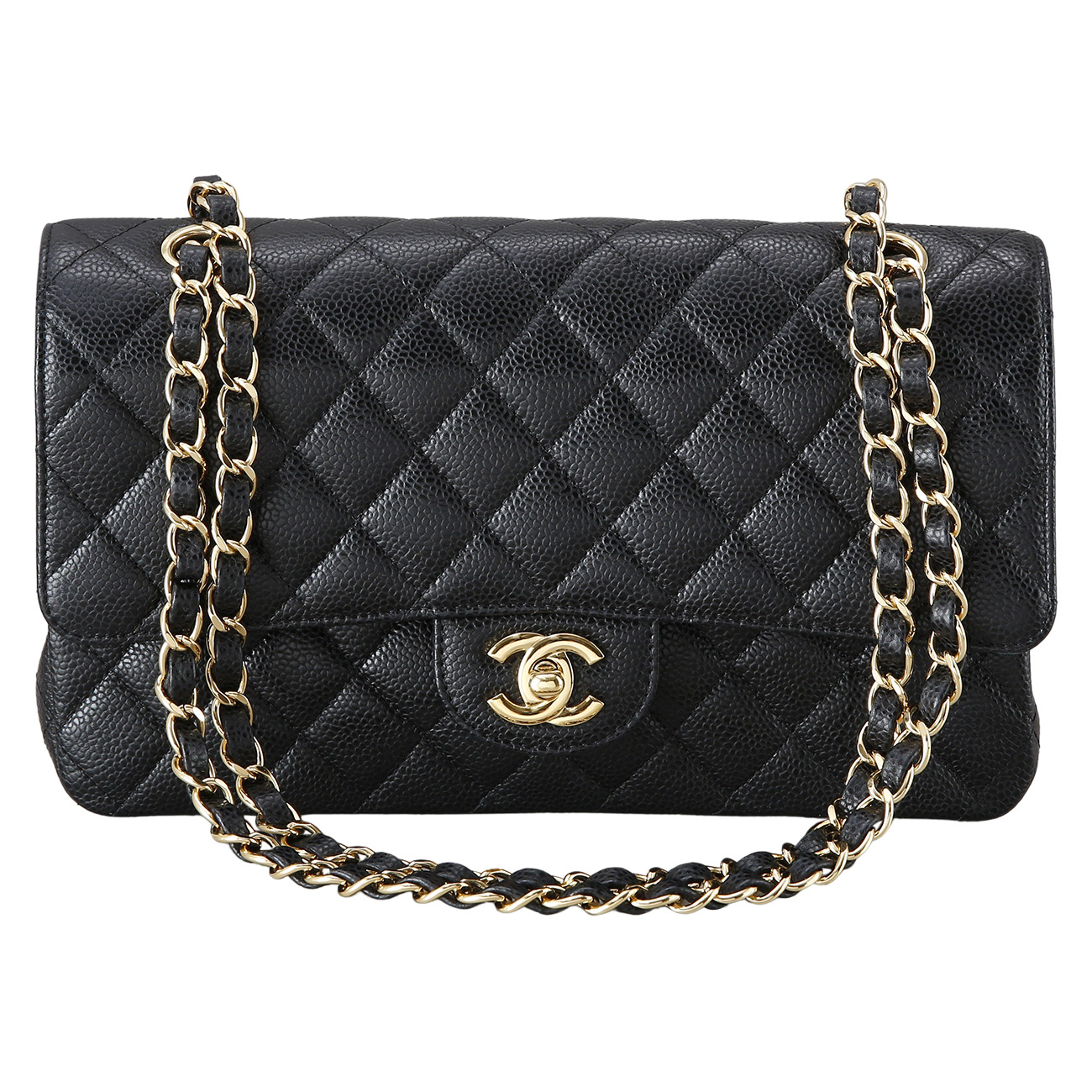 CHANEL(USED)샤넬 클래식 캐비어 미듐 금장