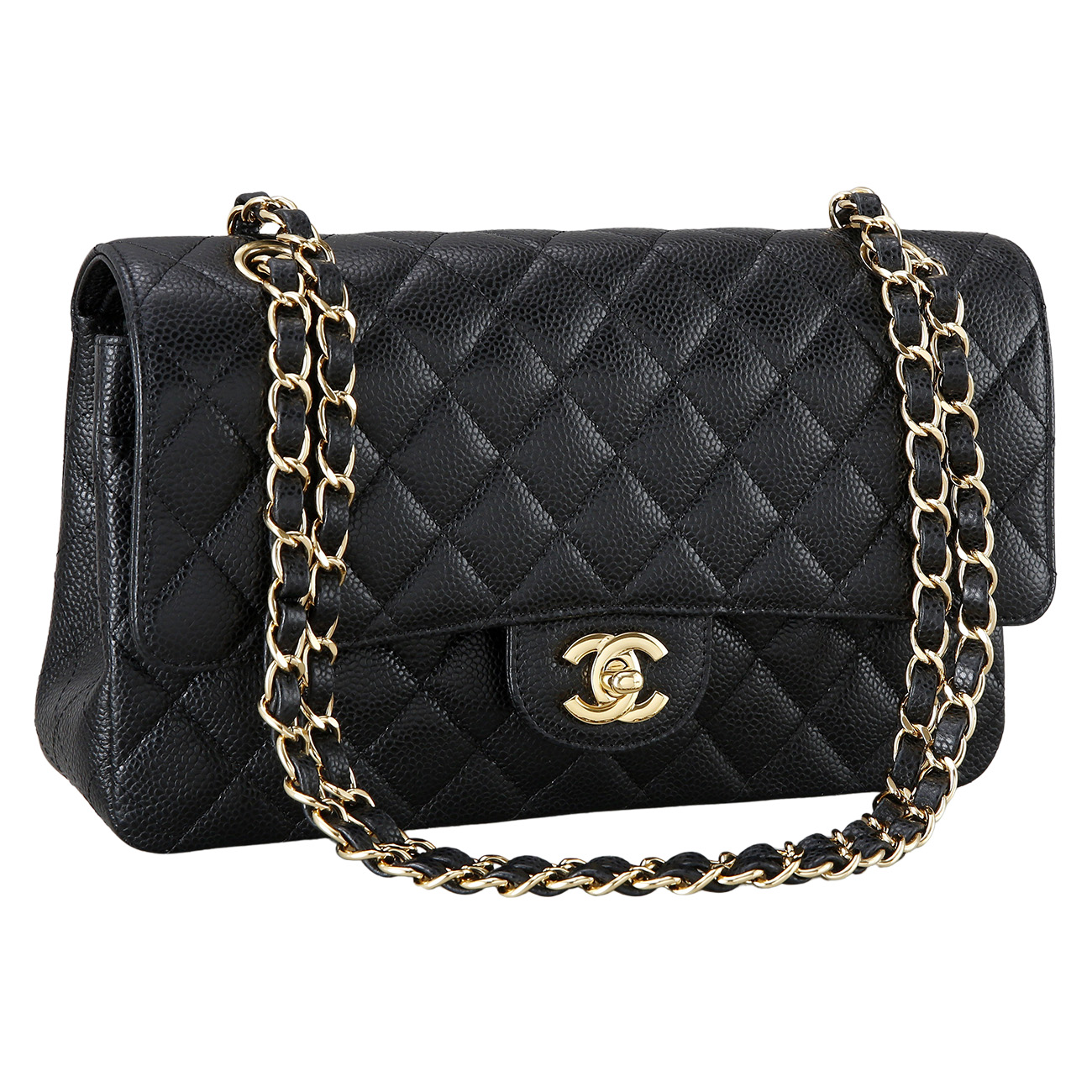 CHANEL(USED)샤넬 클래식 캐비어 미듐 금장